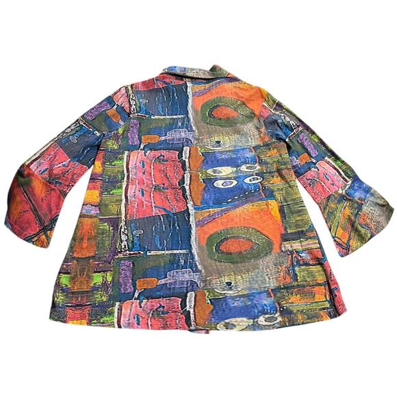 Parsley & Sage Button Up Shirt Collar Stretch Graphic Art-to-Wear Womens Large - Picture 6 of 7